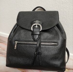 Coach Black Leather Backpack